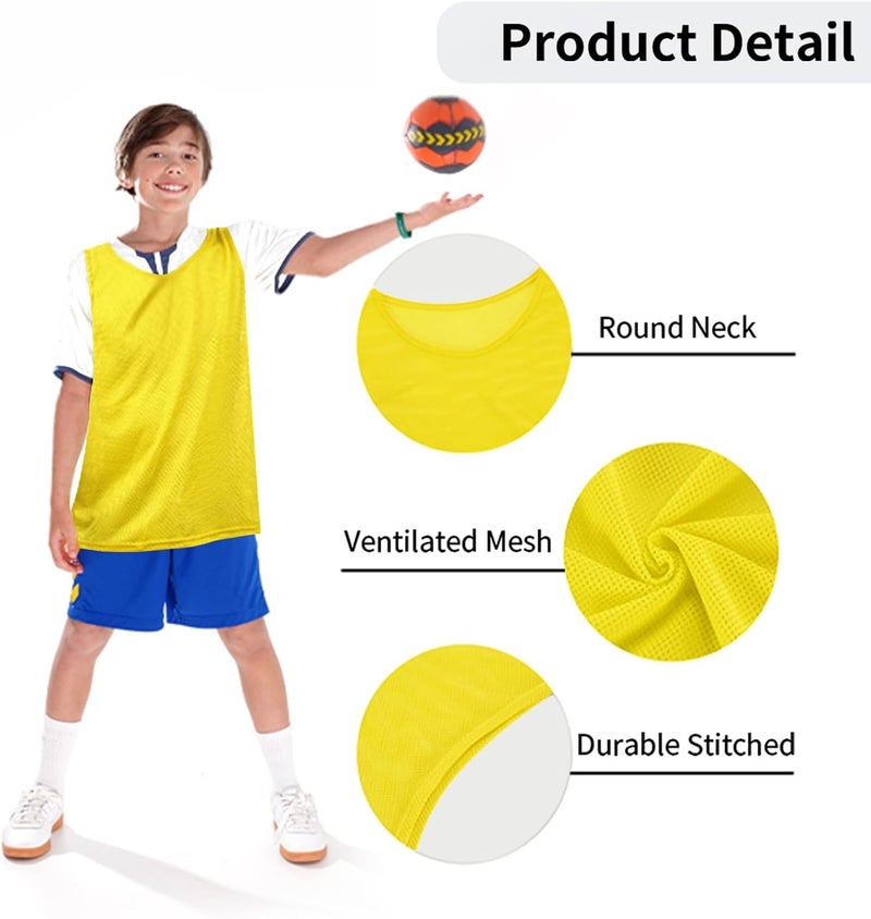 Mofech 12 Pack Pro Training Pinnies for Youth & Adult Mesh High-Vis Scrimmage Vests for Soccer, Basketball, Volleyball Teams - Image 3